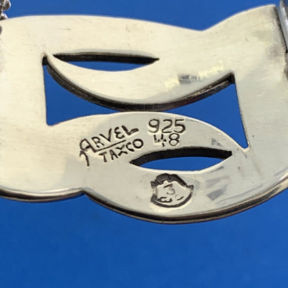 Vintage Taxco Arvel 925 Sterling Silver Modernist Wave Panel Cuff Bracelet