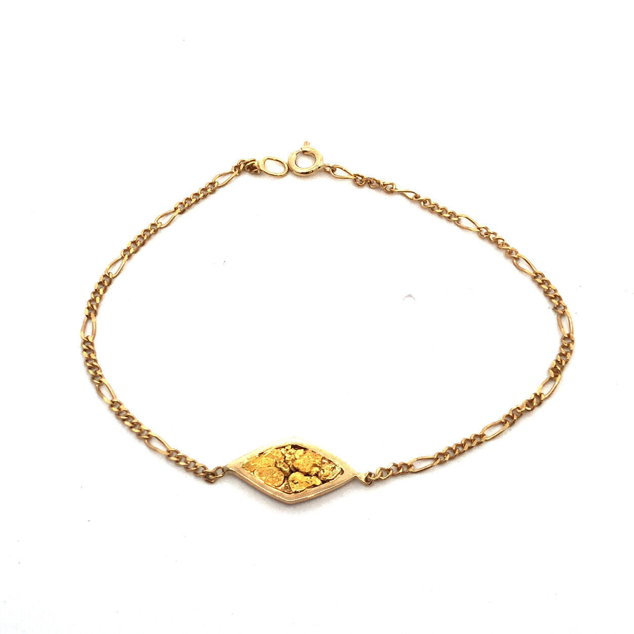 Designer 14K Yellow Gold Station Chain Bracelet With Natural 20K+ Nuggets