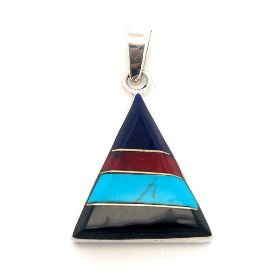 Designer Mexico 925 Sterling Silver Lapis Lazuli Jasper Turquoise Onyx Pendant