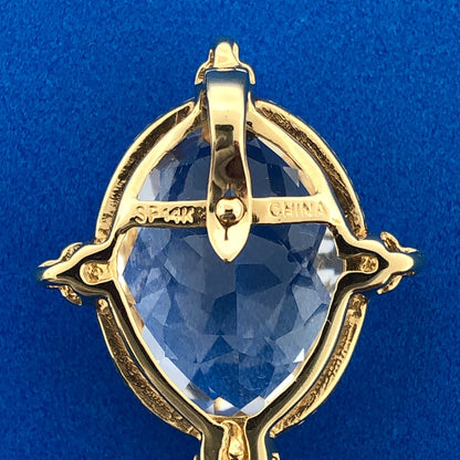 Designer SF 14k Yellow Gold White Amethyst Diamond Accent Prism Enhancer Pendant