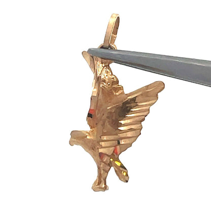 Designer 14K Yellow Gold Flying Eagle United States Patriotic Charm Pendant