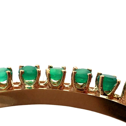 Estate 14K Yellow Gold Emerald May Anniversary Hinged Bangle Bracelet