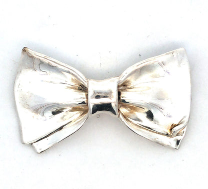Vintage 925 Sterling Silver Bow Statement Pin Combination Brooch Pendant