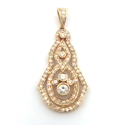 Designer 14K Yellow Gold Diamond Cluster Infinity Statement Anniversary Pendant