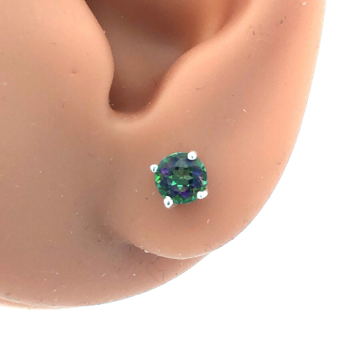 925 Sterling Silver Round Mystic Topaz 5mm Stud Earrings