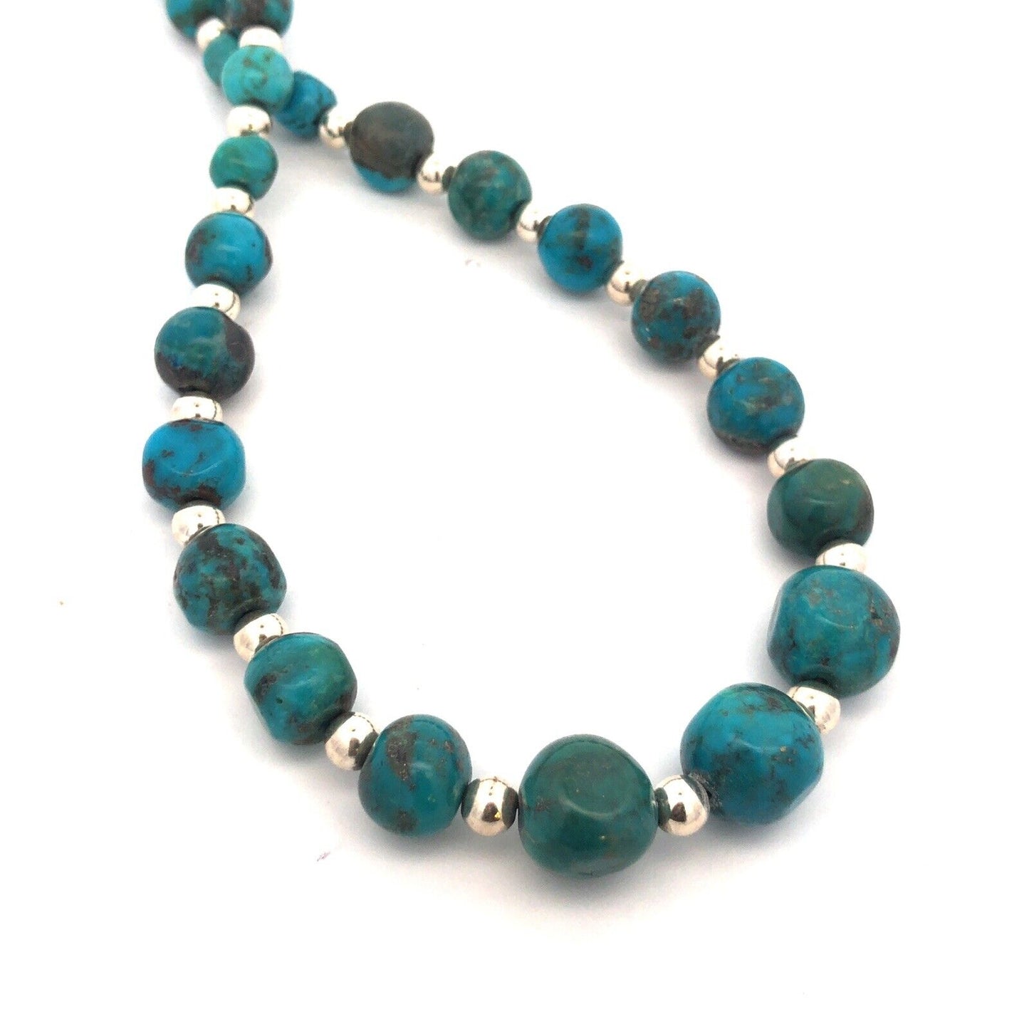 Native American Carolyn Pollack 925 Sterling Silver Turquoise Beaded Necklace