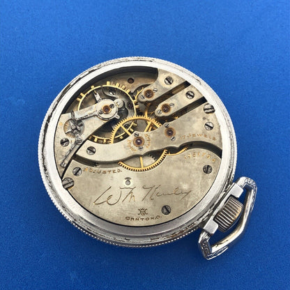 1904 Hampden William McKinley Grade Model 4 17j Silver Tone Pocket Watch Working