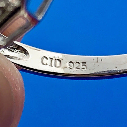 Designer Clyde Duneier CID 925 Sterling Silver White Topaz Diamond Enamel Ring