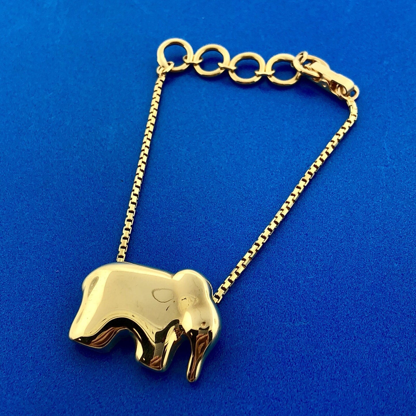 Mignon Faget 14K Yellow Gold Elephant Animal Cracker Venetian Box Link Bracelet