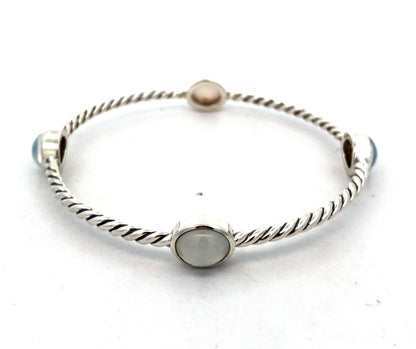 925 Sterling Silver David Yurman Classic Cable Moonstone Station Bracelet