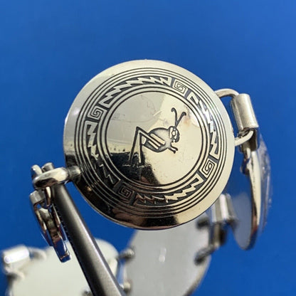 Vintage TSM 925 Sterling Silver Ethnic Animals Native Round Panel Bracelet