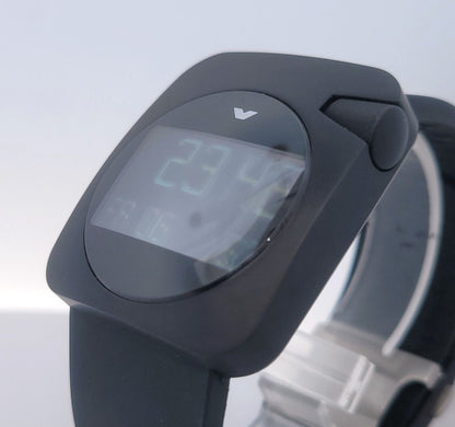 Ventura V-Tec Gamma 36mm Black Durinox Steel Case w/ LCD Display Digital Watch