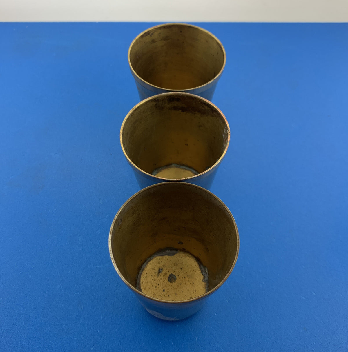 Mid Century German Metal Black Barrel 3 Shot Glasses Portable Barware
