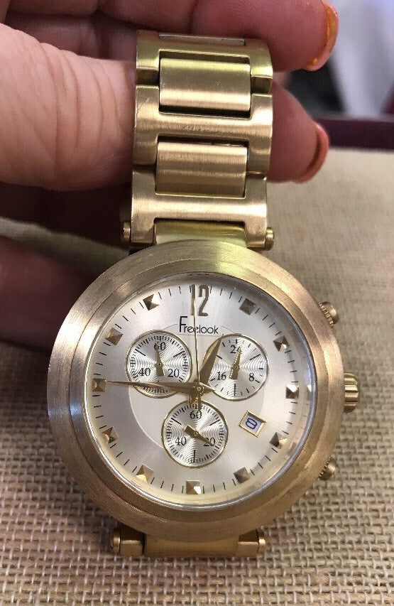 Unisex Gold-Toned Stainless Steel Freelook Chronograph Quartz Watch HA1136CHMG