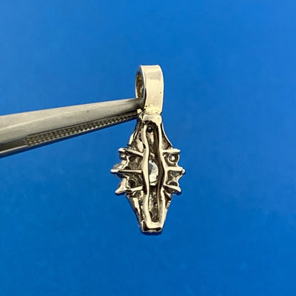 Retro 14K White Gold Diamond Cluster April Anniversary Drop Dangle Pendant