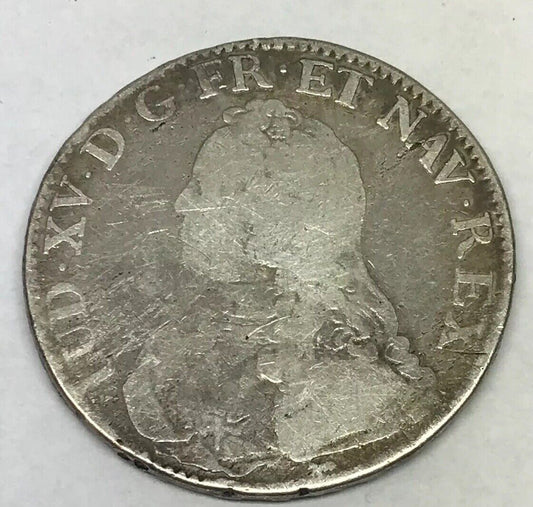 1729 A France Louis XV One Ecu Paris Mint Silver Crown