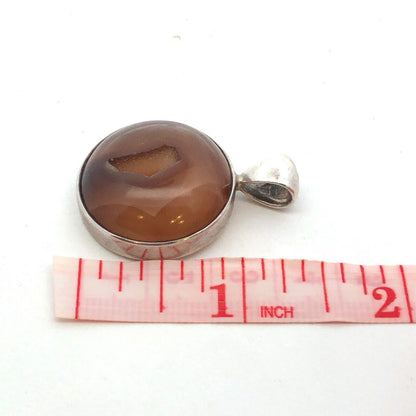 Designer DeCorte 925 Sterling Silver Brown Agate Druzy Protection Amulet Pendant