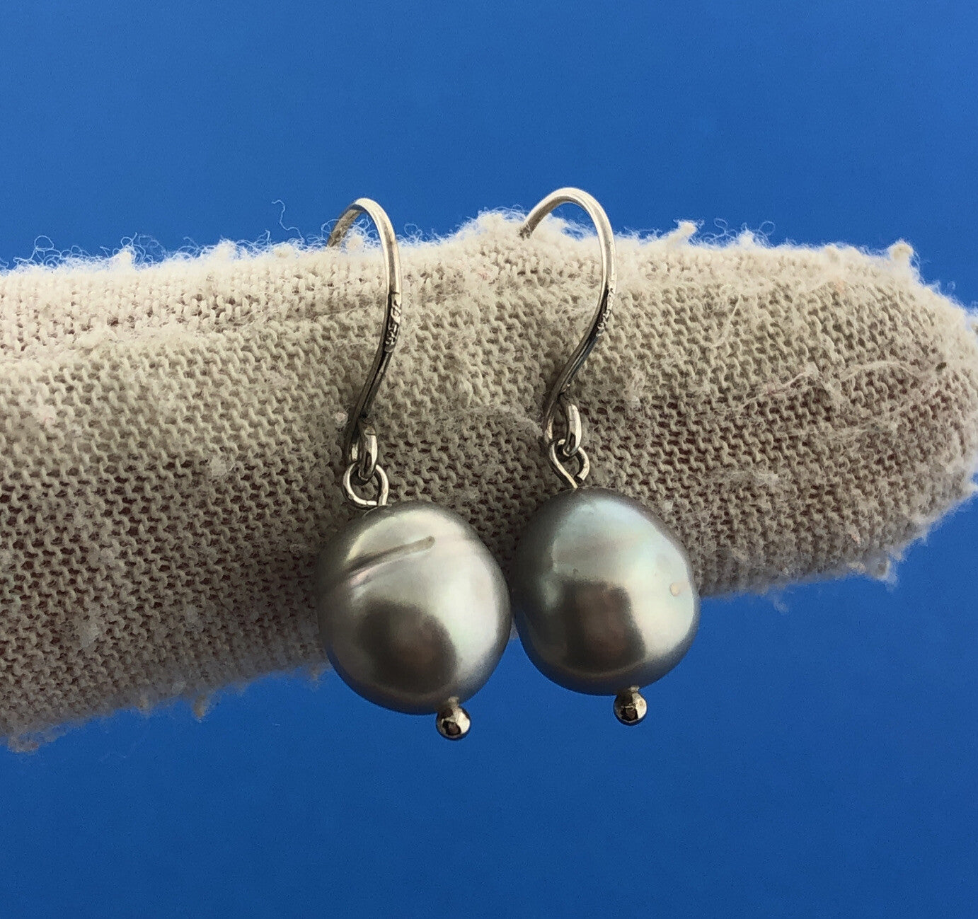 Designer Honora Sterling Silver 925 Freshwater Gray Pearl Dangle Hook Earrings
