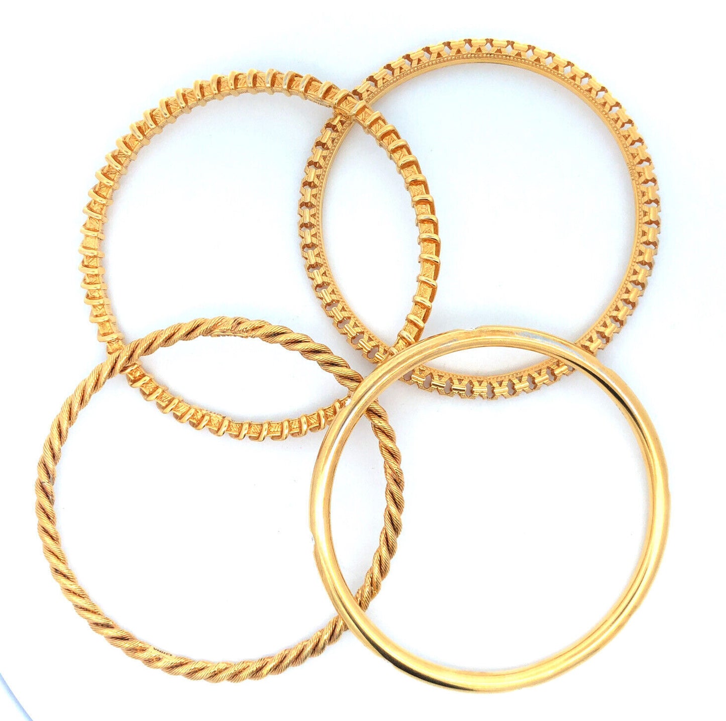 Cameron Kross JBK Jacqueline Kennedy Gold Tone CZ 4 Piece Bangle Bracelet Set