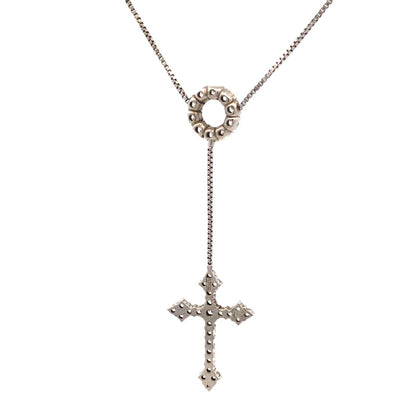 Designer 925 Sterling Silver Cubic Zirconia Drop Dangle Cross Pendant Necklace