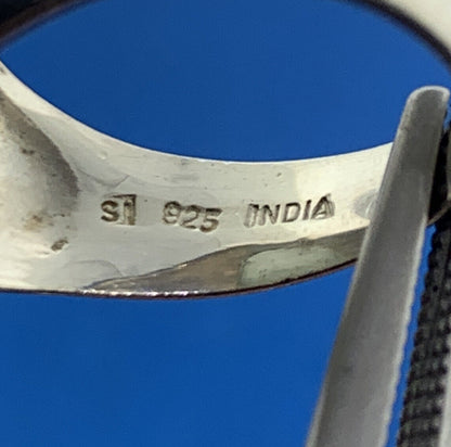 Designer SI Sterling Silver 925 Aventurine Modernist Prosperity Cocktail Ring