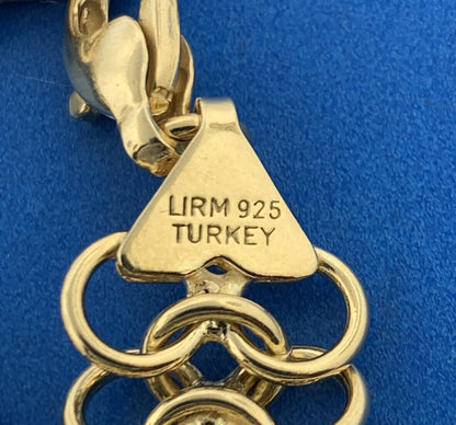 Designer LIRM Turkey 925 Sterling Silver Vermeil Triple Loop Modernist Bracelet