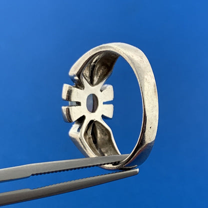 Designer CII Mexico Sterling Silver 925 Opal Marcasite Flower Design Ring