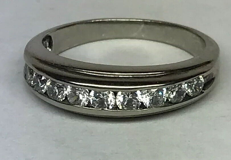 Unisex Sterling Silver 925 Cubic Zirconia Wedding Bridal Anniversary Band Ring