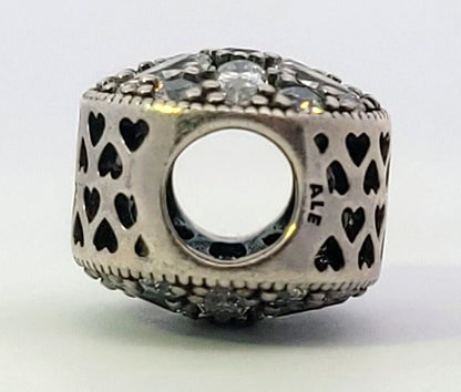 PANDORA 925 Sterling Silver Cubic Zirconia Studded Star & Hearts Bead Charm