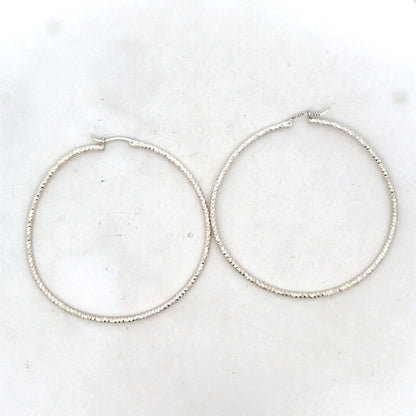Designer MRX 925 Sterling Silver Round Large Textured Statement Hoop Earrings