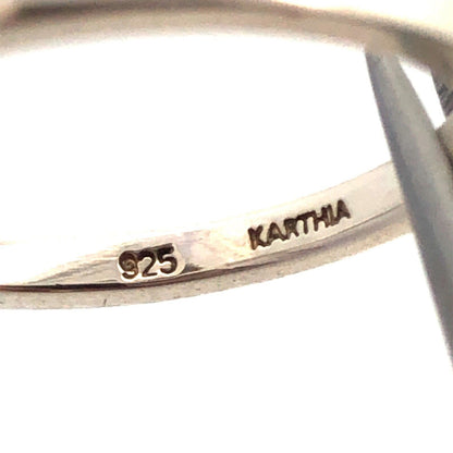 Designer Karthia Sterling Silver Oval Red Garnet Bezel Solitaire Stackable Ring