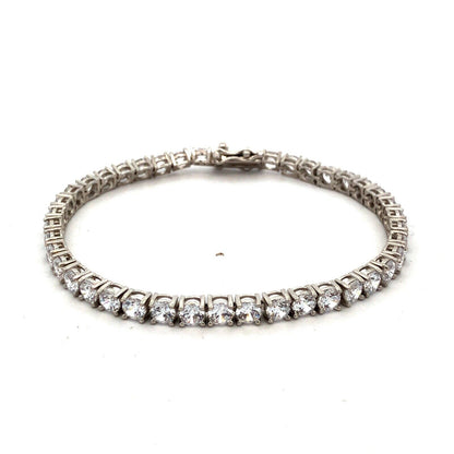 Designer DK 925 Sterling Silver Round Cubic Zirconia Statement Tennis Bracelet