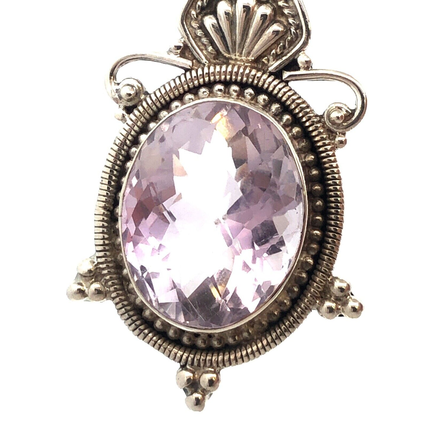925 Sterling Silver Oval Cushion Cut Amethyst Statement Enhancer Pendant