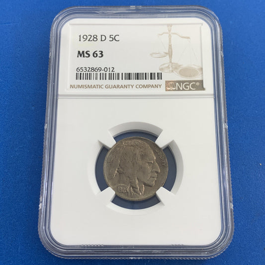 1928 D Denver 5c Buffalo Nickel NGC MS 63 Better Date American Coin