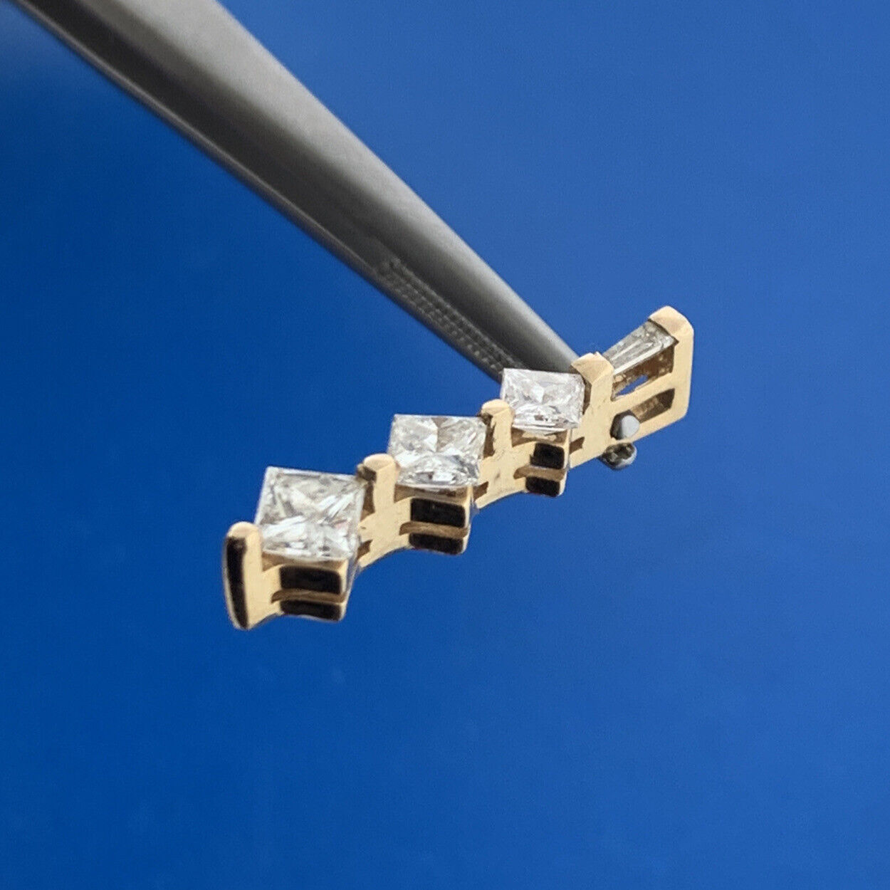 Designer 14K Yellow Gold Princess Diamond Trio Anniversary Journey Pendant