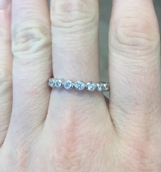 Stackable Sterling Silver .925 Round Cubic Zirconia Eternity Bridal Size 8 Ring