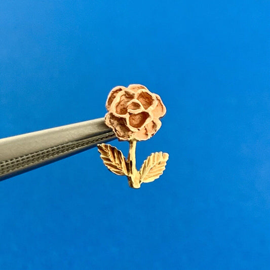 Designer OR 14k Yellow & Rose Gold Floral Rose Flower Precious Small Pendant