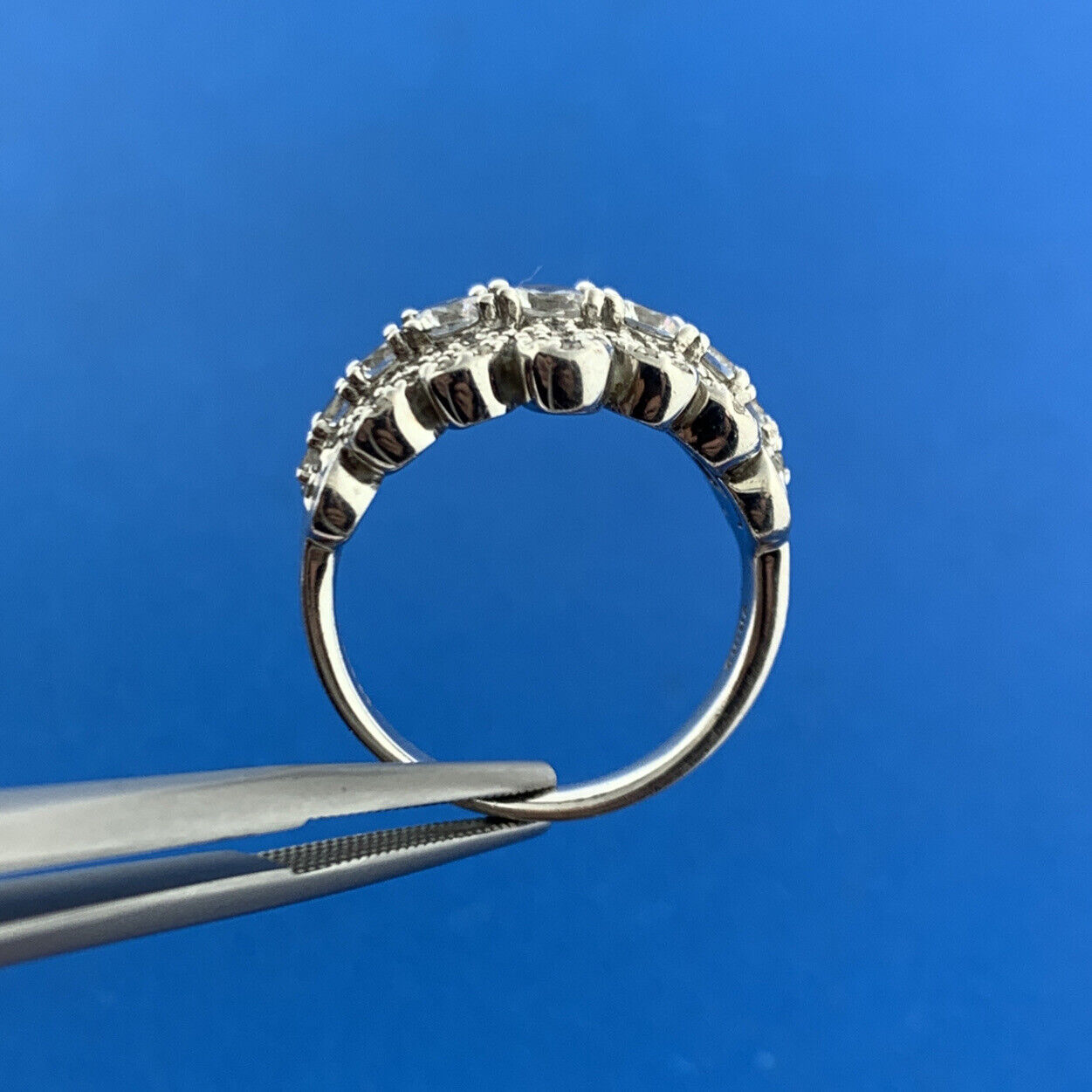 Designer 925 Sterling Silver Cubic Zirconia Waterfall Statement Anniversary Ring