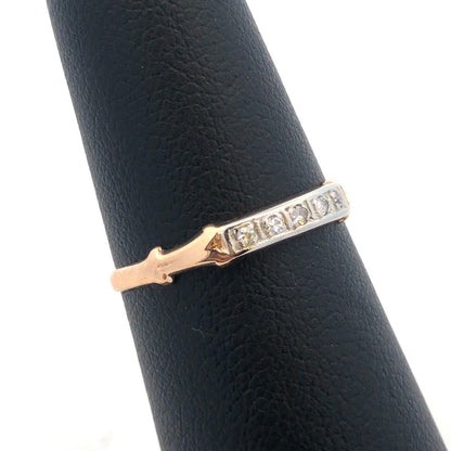 Estate 14K Yellow Gold Round Diamond Stackable Anniversary Band Ring
