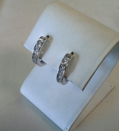 14k White Gold ZEI Diamond Hoop Earrings