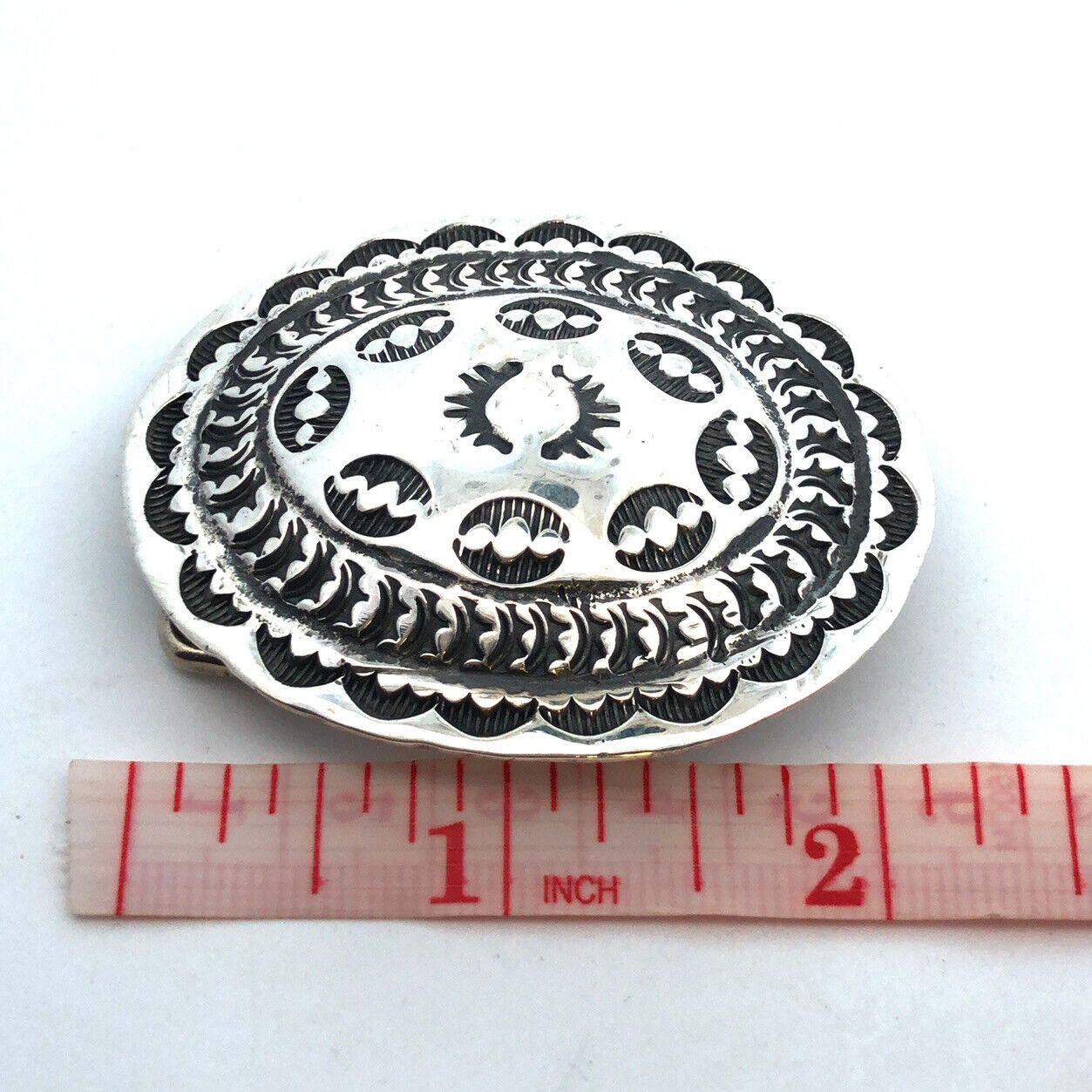 Vintage Native American BB Bernice Bonney 925 Sterling Silver Concho Belt Buckle