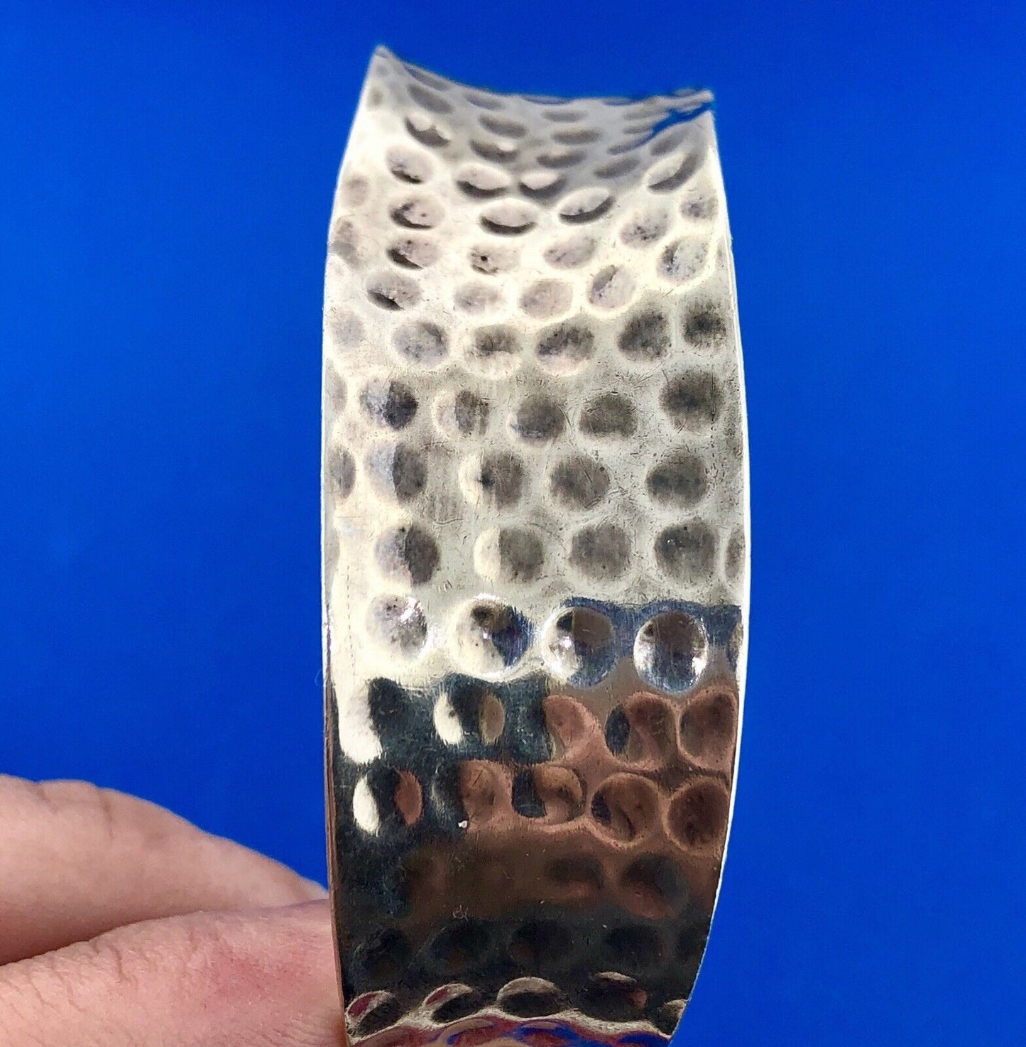 Vintage Mexico Taxco TC 138 Sterling Silver 925 Hammered Wave Cuff Bracelet