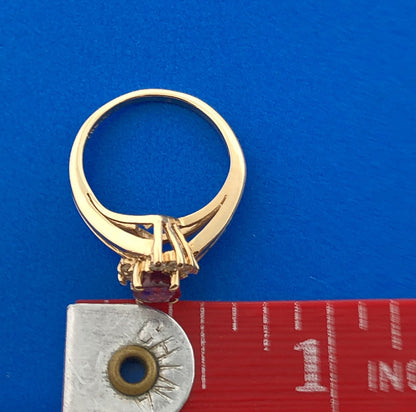 14k Yellow Gold Oval Ruby Diamond Accented July Birthstone Anniversary Ring
