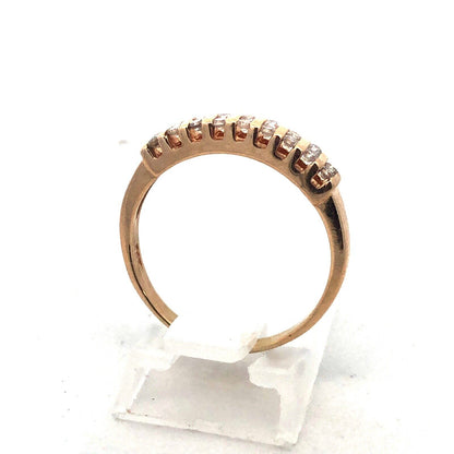 14K Yellow Gold Round Diamond Channel Set Wedding Anniversary Band Ring