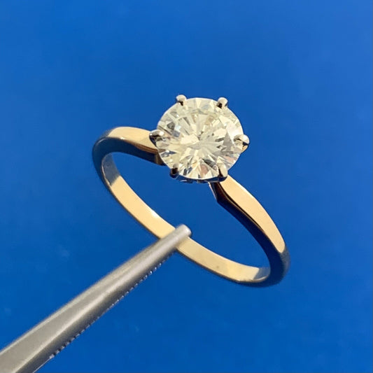 Designer 14K Yellow Gold Round Diamond Solitaire Engagement Ring