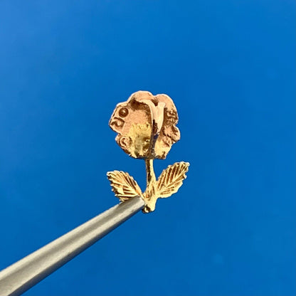 Designer OR 14k Yellow & Rose Gold Floral Rose Flower Precious Small Pendant