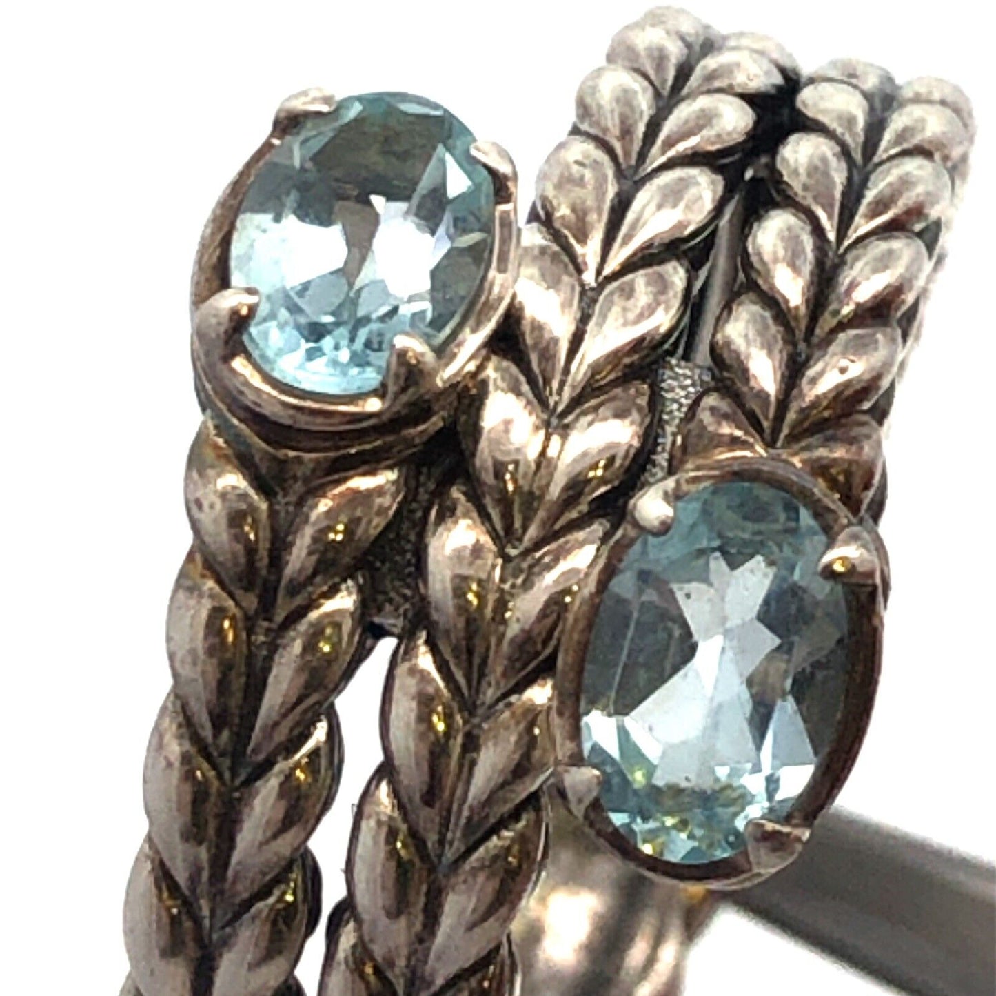 Designer John Hardy JAi 925 Sterling Silver Blue Topaz Braided Wrap Band Ring