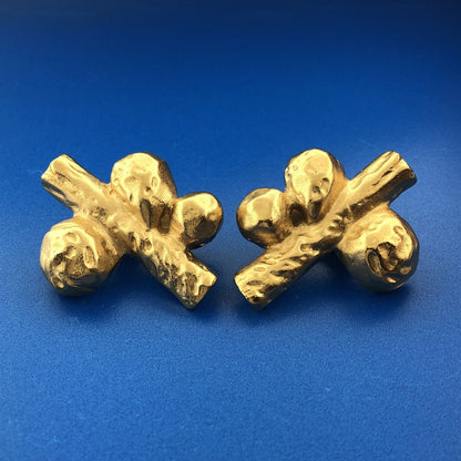 Mid Century Givenchy Modernist Vine Berry Harvest Runway Gold Tone Clip Earrings