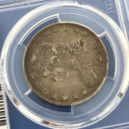 1834 Capped Bust Silver Half Dollar 50c Lettered Edge PCGS XF45 Lg Date Sm Ltrs