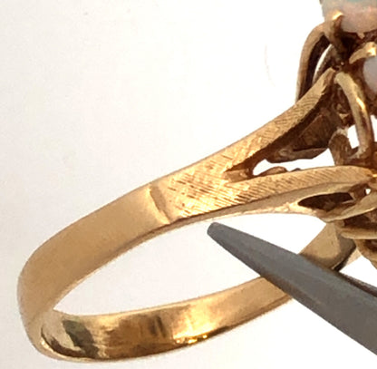 Vintage Designer 14K Yellow Gold Opal Cluster Statement Cocktail Ring